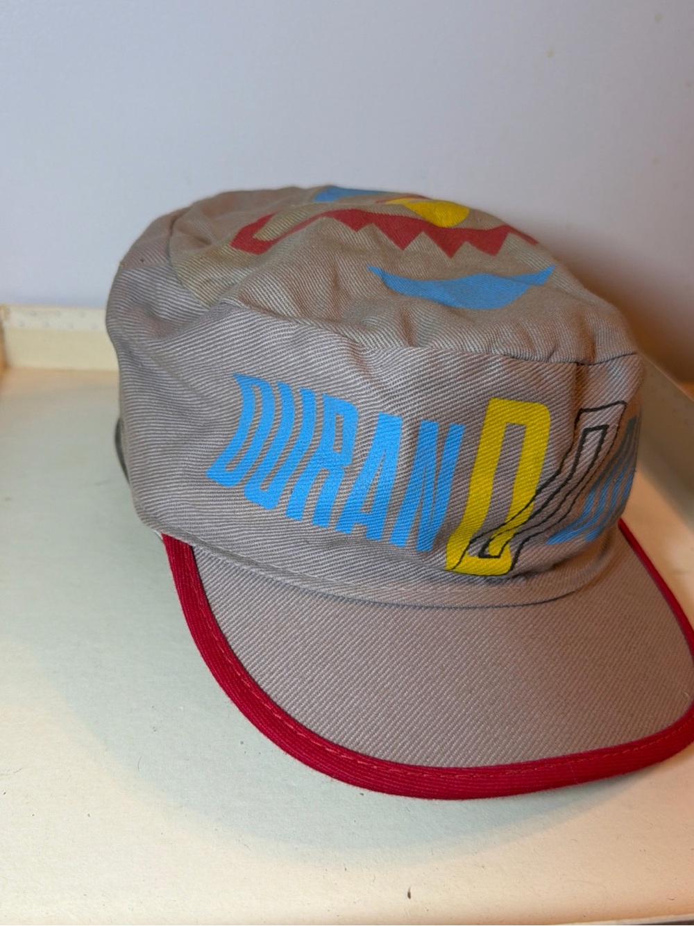 VTG Duran Duran Tour 1984 Beige Graphic Cap with Red-Trim Visor